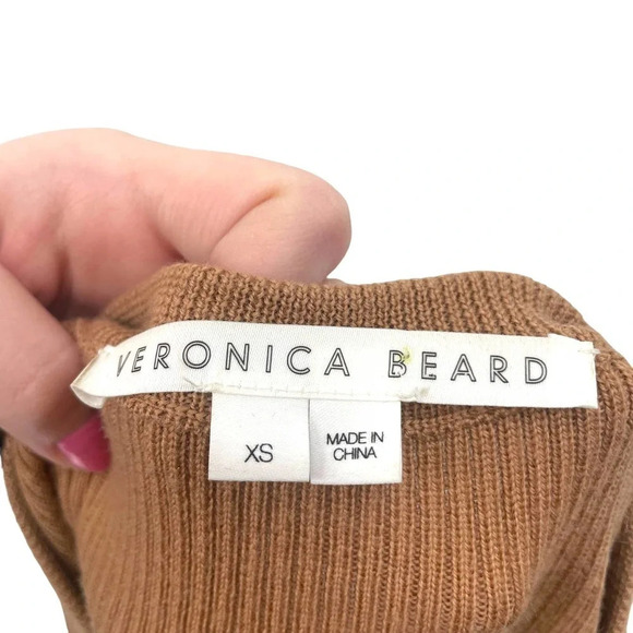 Veronica Beard Rocha Poplin-paneled Merino Wool Sweater‎ In Camel Size XS - Picture 7 of 9